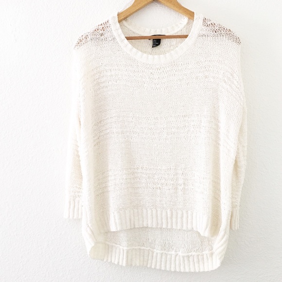 H&M White Open Weave Knit Boxy Top - Picture 1 of 12